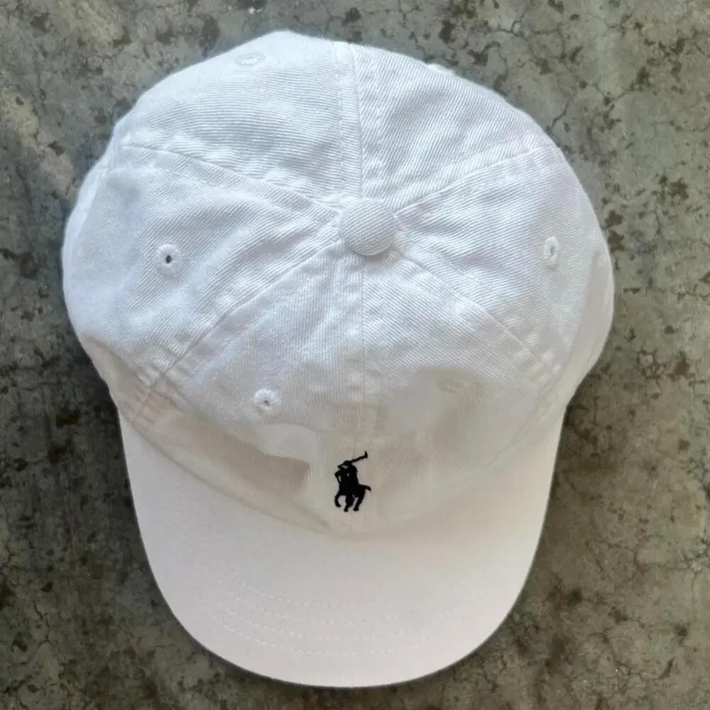 Polo Ralph Lauren Toddler Hat 12-24M White Cotton Baseball Cap Navy Pony Logo